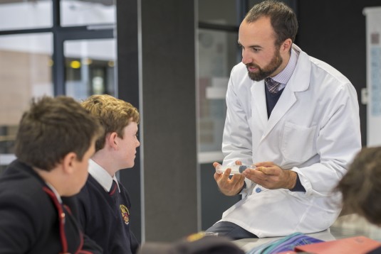 Head of Science, Patrick Sanders, talks to Middle School Boys of leading Boys School in Melbourne, Brighton Grammar