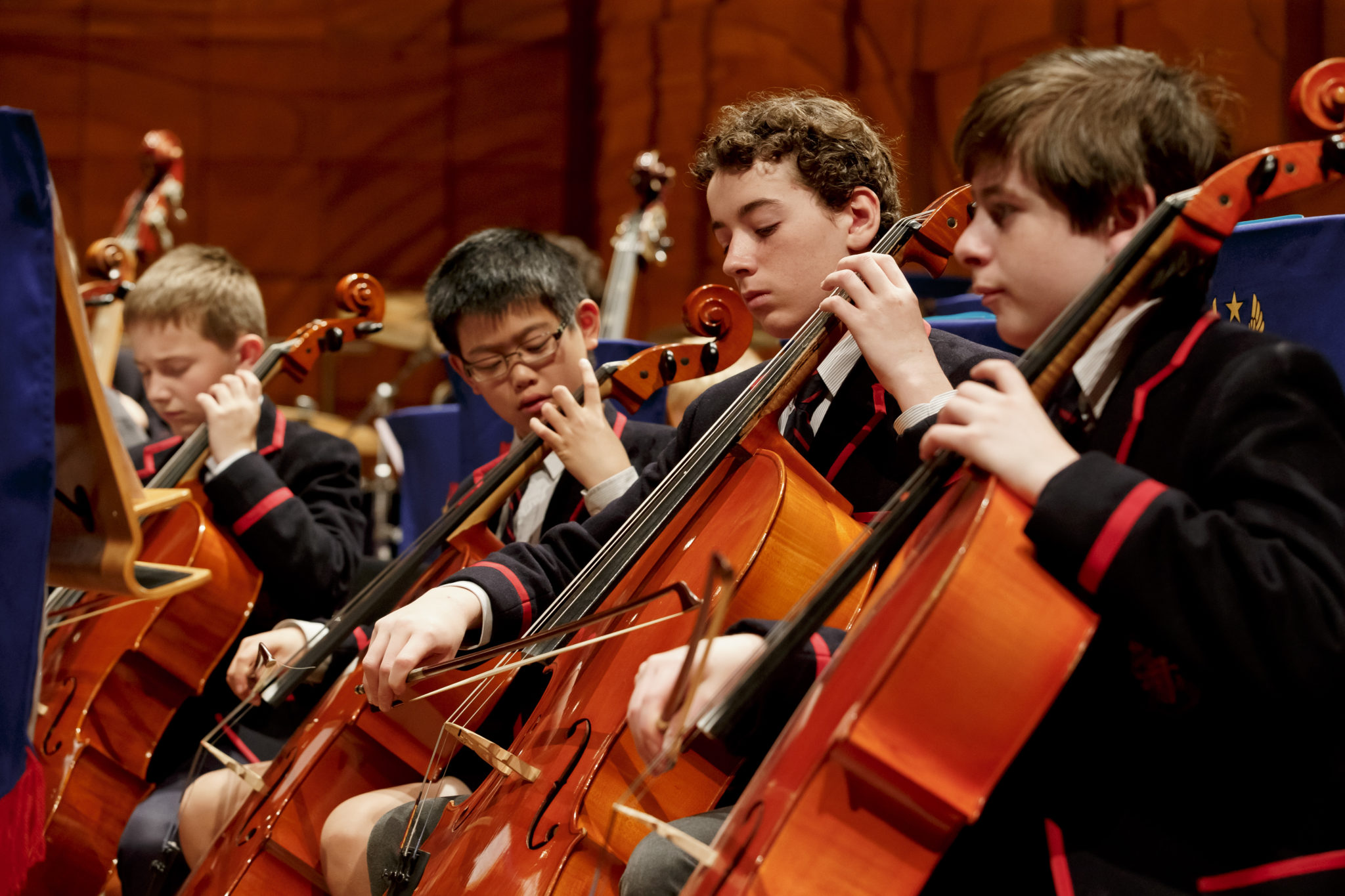 Cello players perform at 2015 'A Celebration of Music' Concert at World