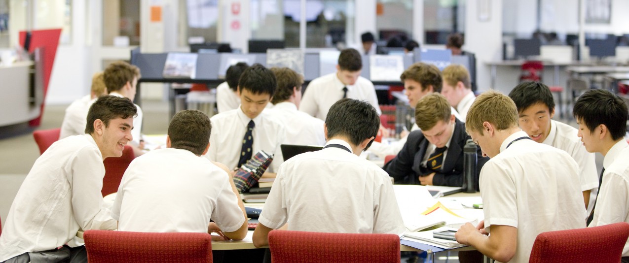 Leading melbourne private school boys study in library