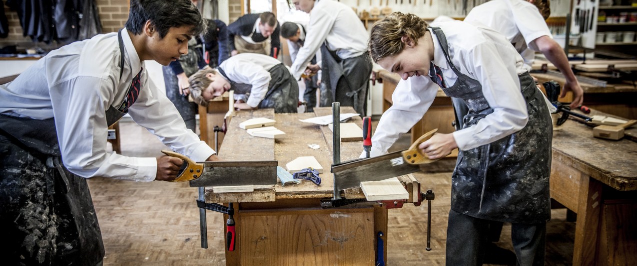 Brighton grammar boys work together in Woodcraft class