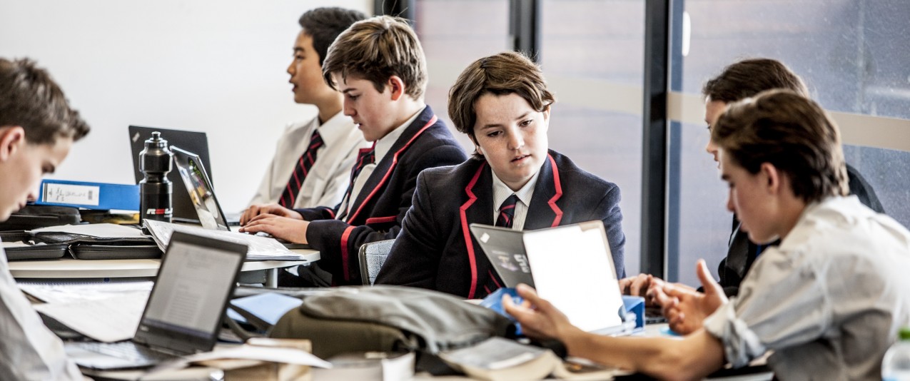 Boys using technology