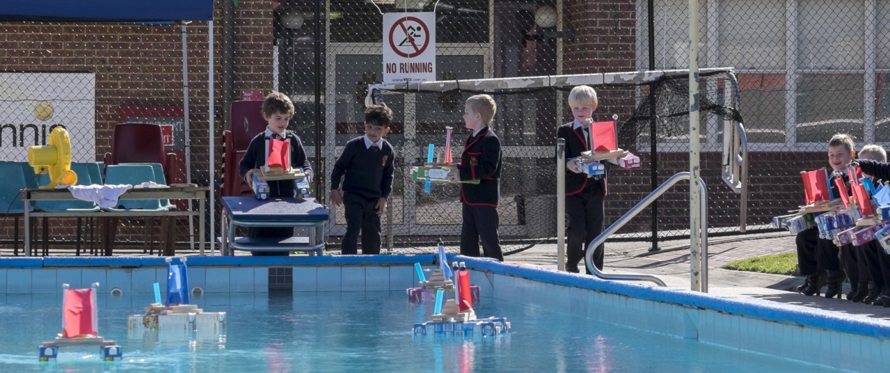 Leading Boys School, Brighton grammar Junior School boys take part in hand made model boat race