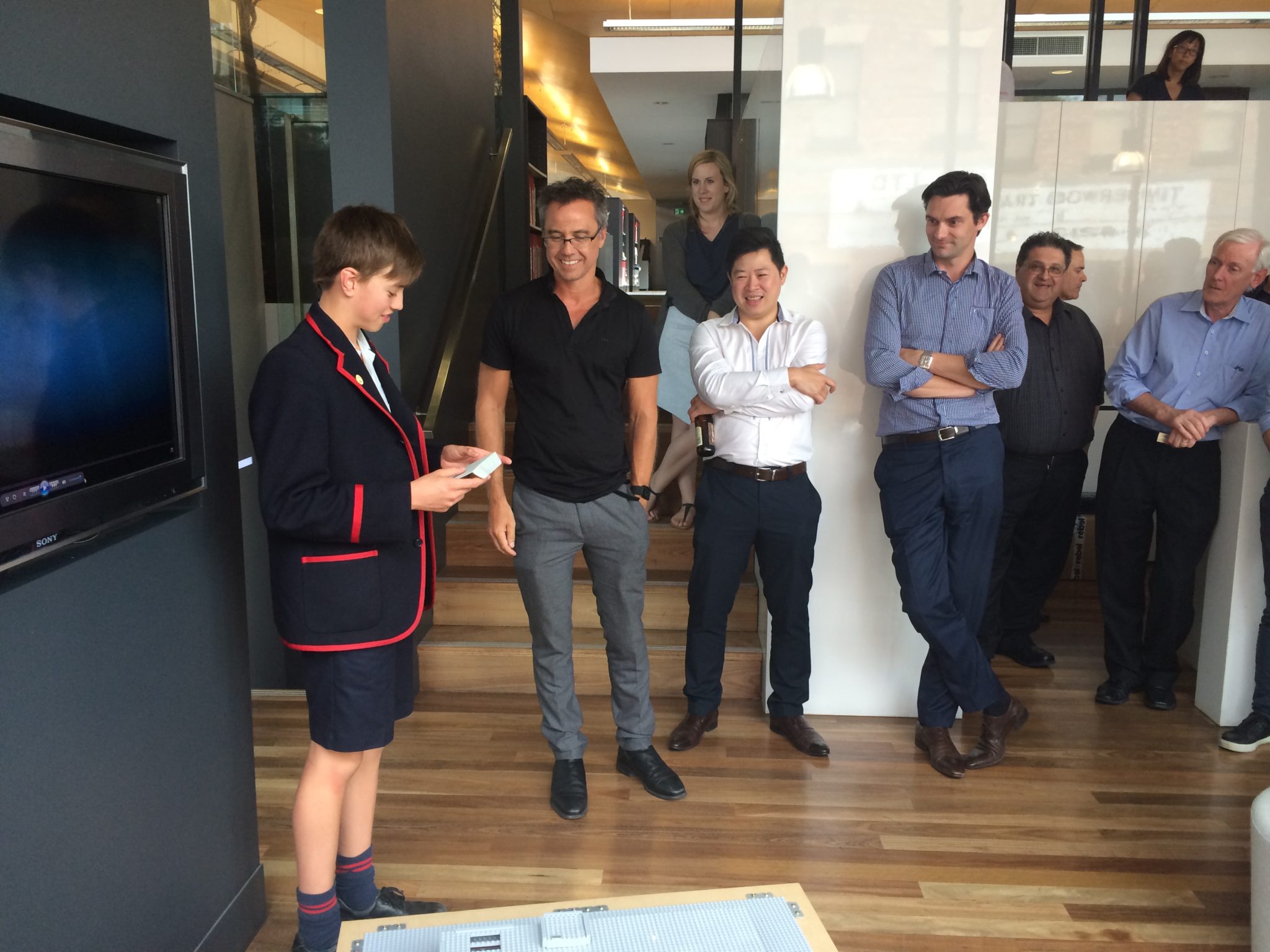Innovative iDesign competition prize recipient presents his model of the new Brighton grammar middle school
