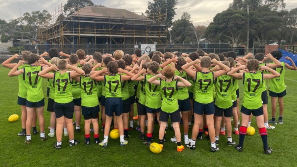 Year 7 Brighton Grammar Football boys in their new jerseys.